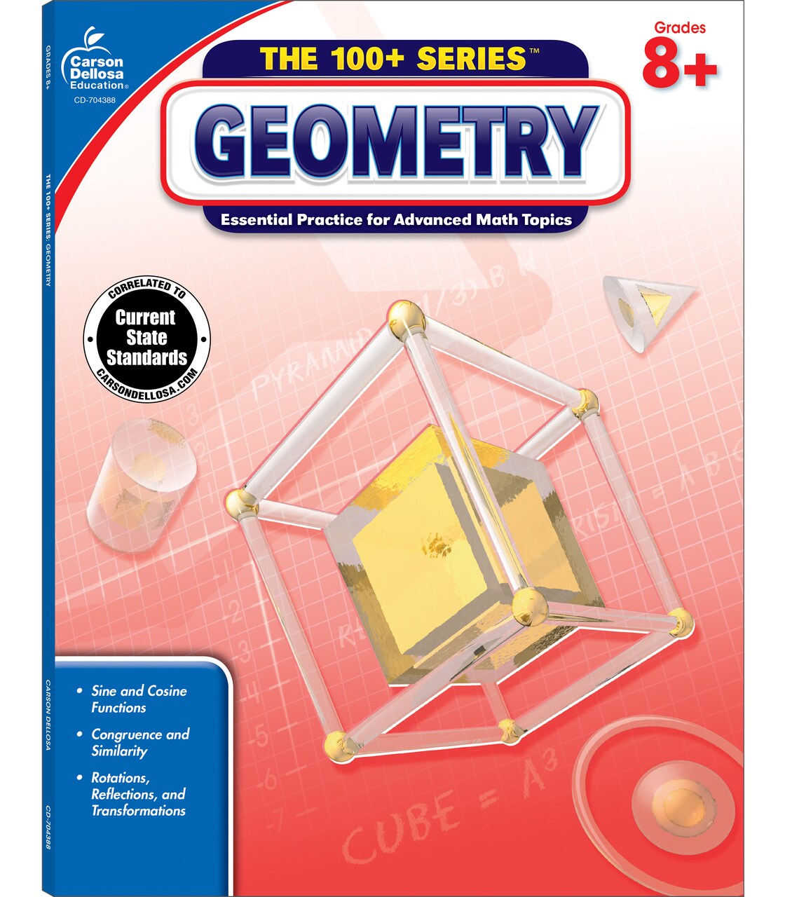 Carson Dellosa The 100 Series Geometry Workbook, Math Book for Grades 8 and Up Covering Trigonometry, Geometric Equations, and More, Classroom or Homeschool Curriculum